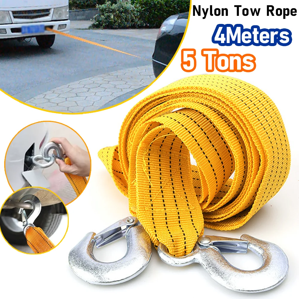 Universal Trailer Rope Car Motorcycle Trucks Nylon Super-powerful Towing Pull Rope Strap Hooks Outdoor Emergency Car Accessories