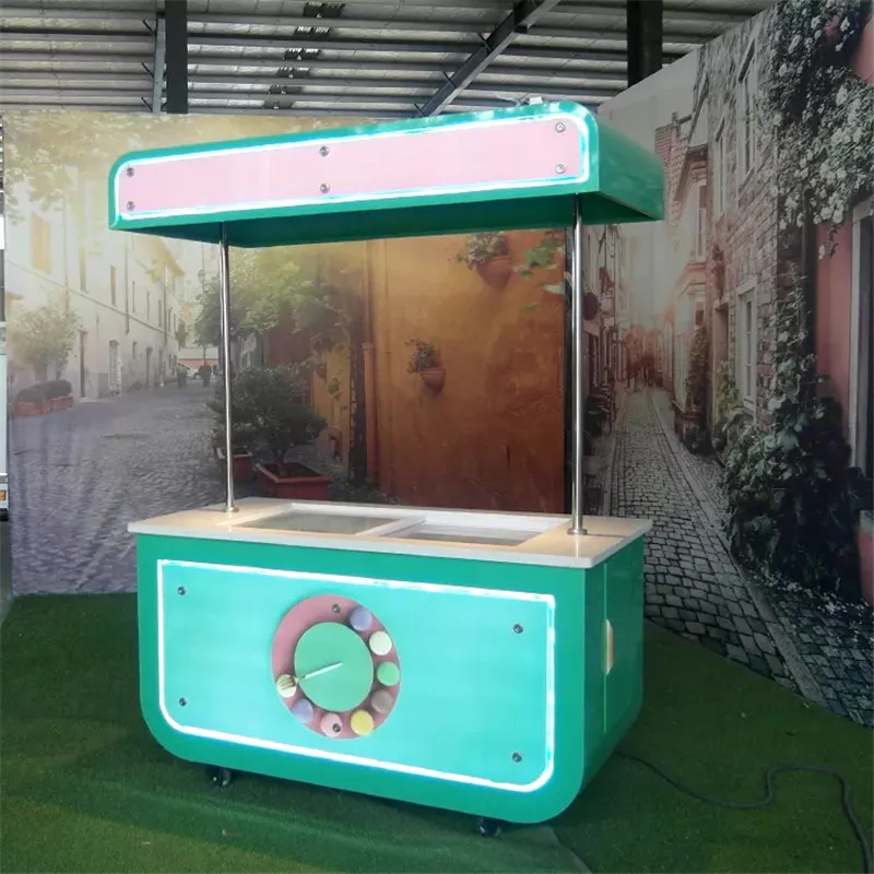 2023 Ice Cream Display Showcase Cabinet Gelato Display Freezers Coolers Chillers Food Ice Cream Push Cart Van Vending Kiosk