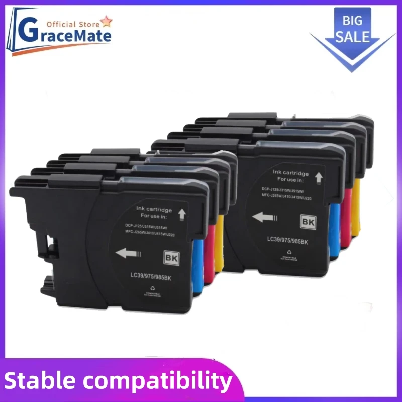 8pcs for Compatible brother LC975 LC39 LC985 Ink cartridge for MFC-J410/415W/J220/J265W DCP-J125/J315W/J515W printer cartridge