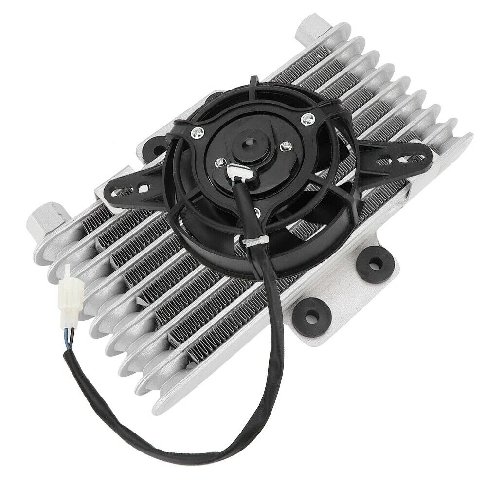 Motorcycle Engine Oil Cooler Fan Cooling Radiator Aluminum 125Ml Universal for Motorcycle Dirt Bike