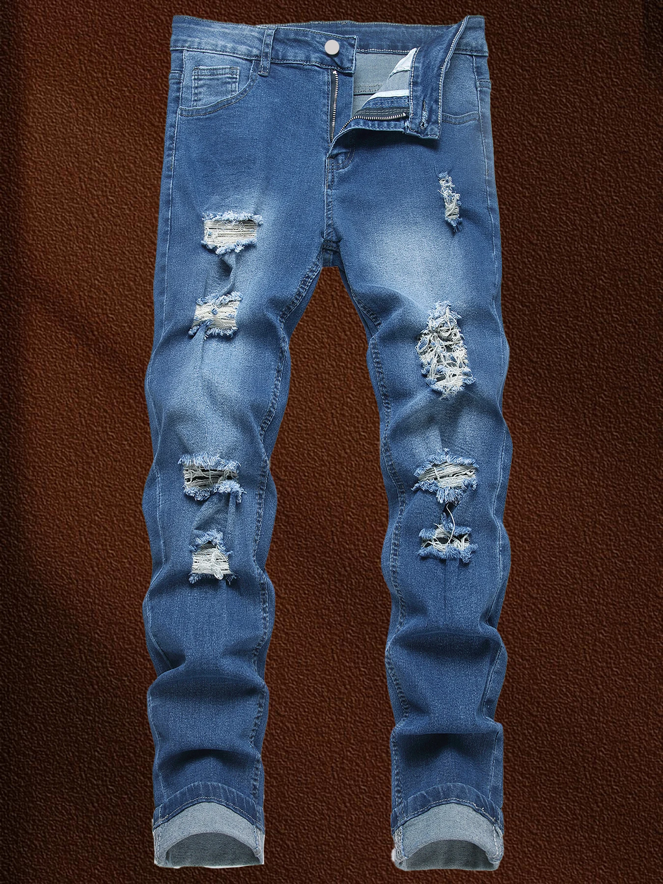 

Мужские модные черные облегающие джинсы с дырками, эластичные удобные эластичные потертые джинсовые брюки в уличном стиле