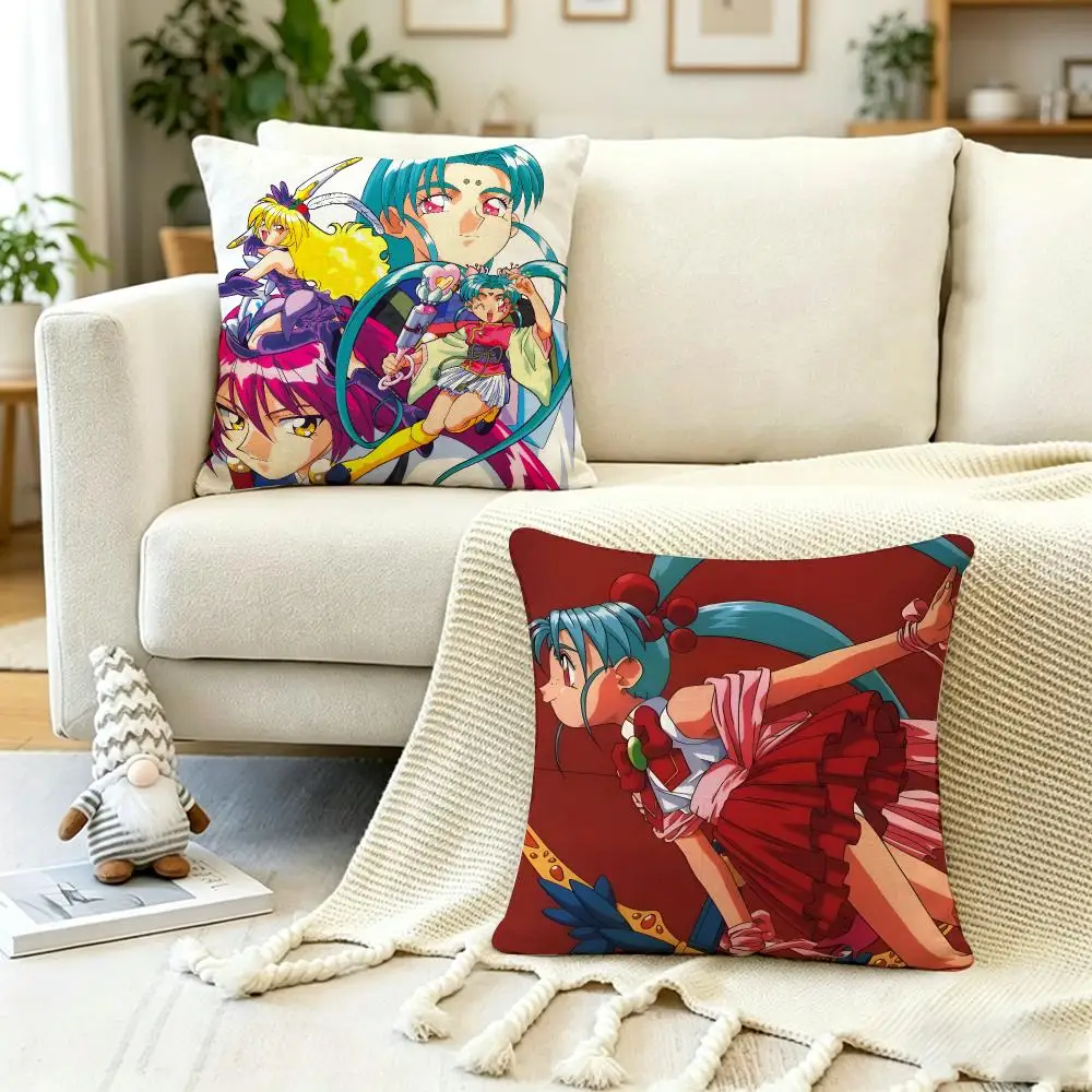 Anime M‑Magical Girl Pretty Sammy Cushion Cover Anti-dustmite Pillowcase Invisible zipper silky short plush Sofa cushion cover