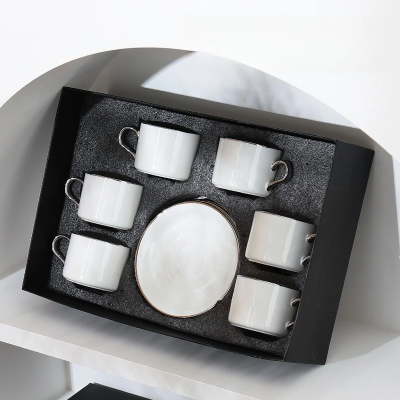 Afternoon tea with gifts, water cup set, cross-border 6 cups and 6 saucers, high-end gift box set, coffee cup.