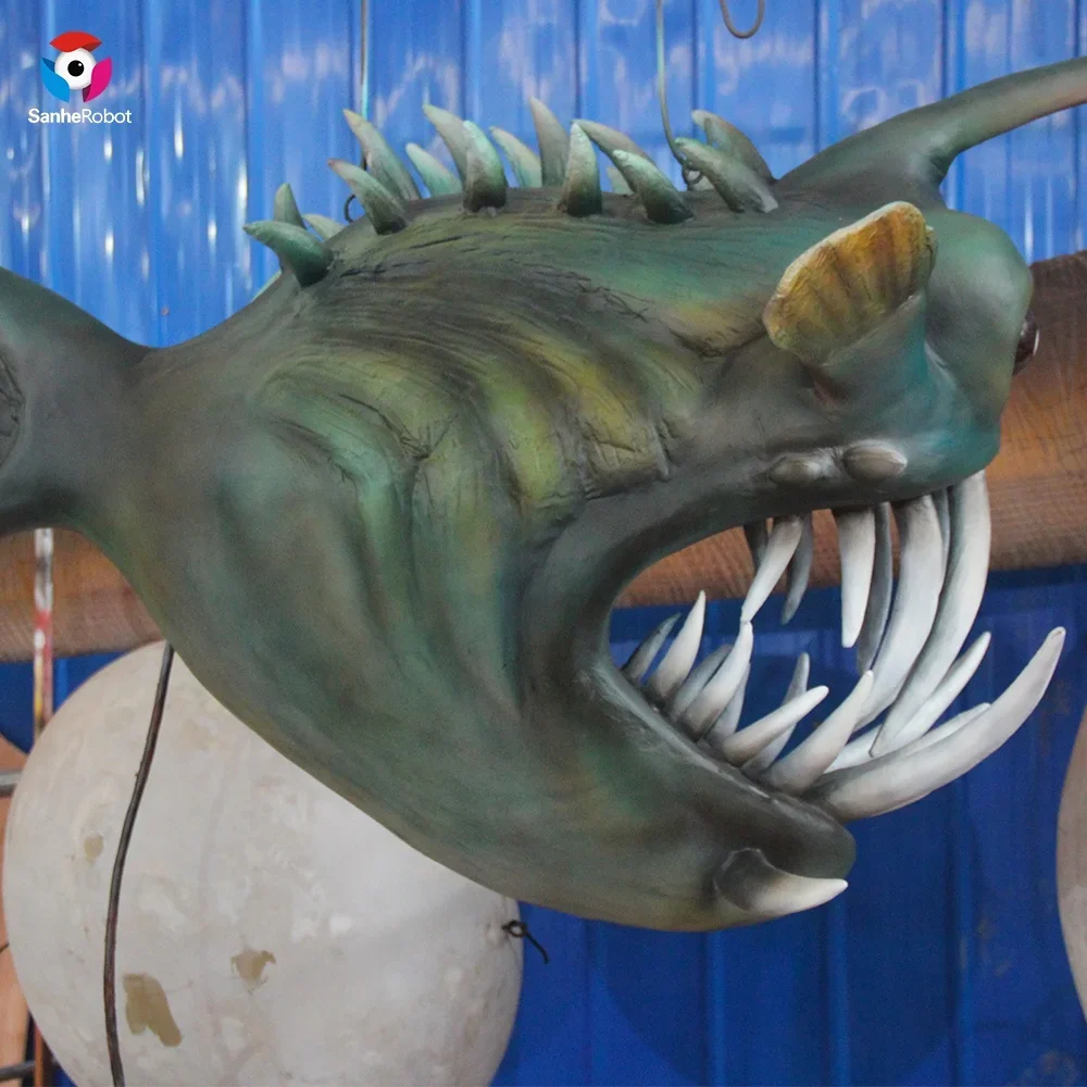 Animatronic Simulation Glow Fish Anglerfish for Sale ea Animal Model Life Size Animatronic Great White Shark For Aquarium