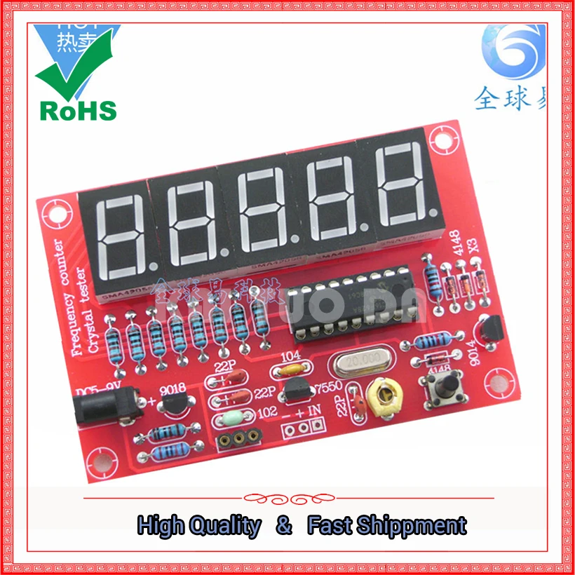 1Hz-50MHz Frequency Meter Crystal Measurement For Measure Oscillator Five Digital Tube Display DIY Kit Module Board