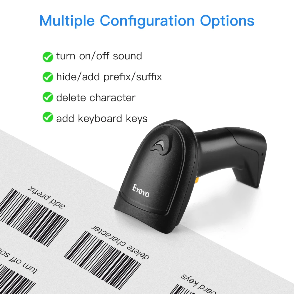 Eyoyo-ハンドヘルドデバイスとUSBケーブル,EY-800 g,ワイヤレスレーザーバーコードリーダー,1d,倉庫のスーパーマーケット用のUSBレシーバー付き