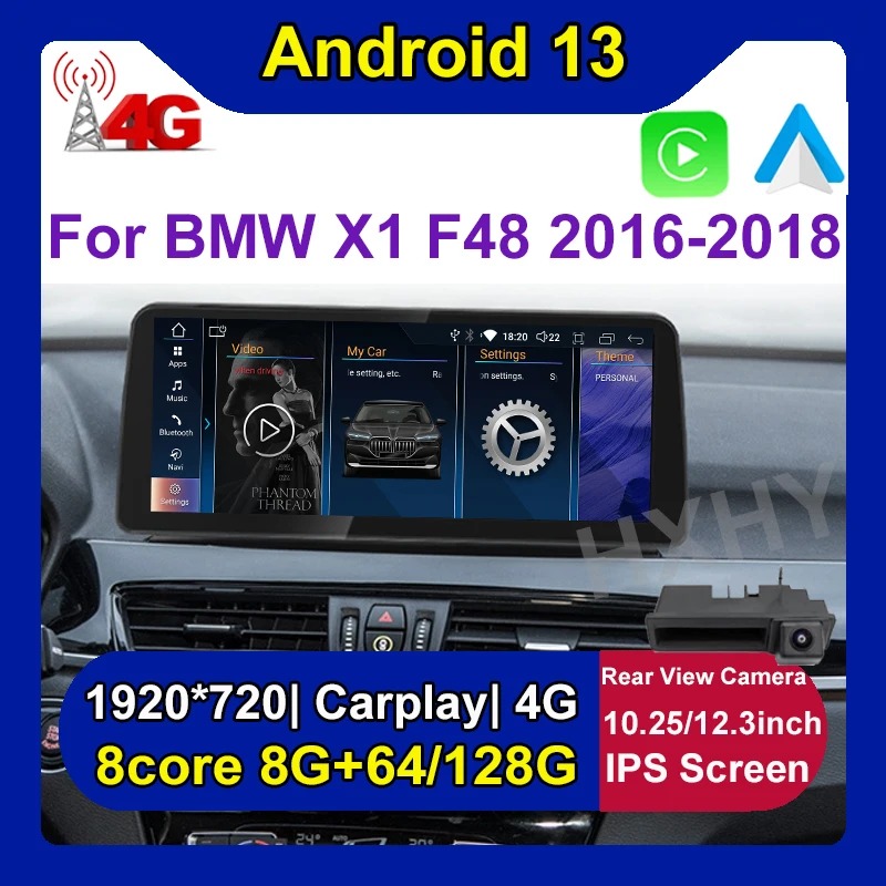 New 12.3inch Android 13 Car DVD Player System Multimedia For BMW X1 X2 F48 F49 2016-2018 EVO NBT Radio GPS Navi Audio Carplay