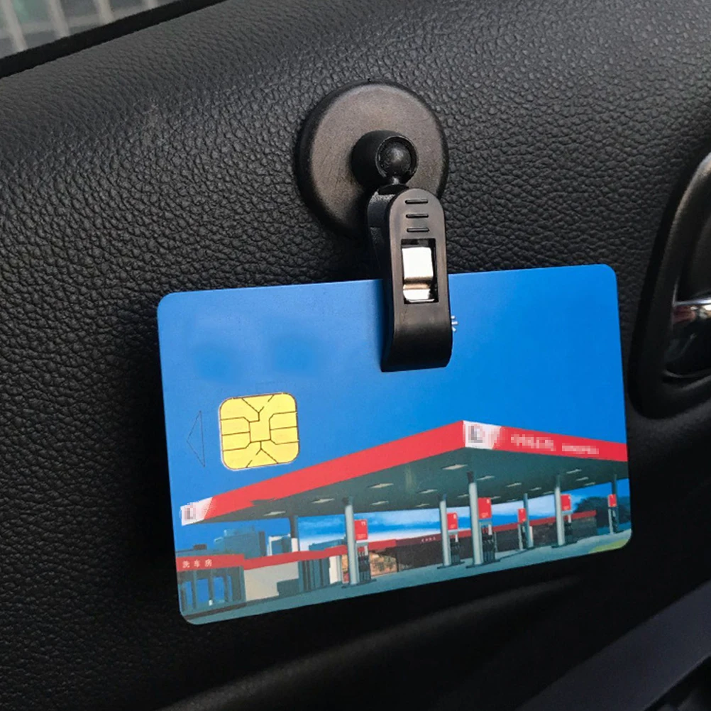 

2pcs Self-adhesive Vehicle-mounted Door Access Control Holder Multi-function Degree Rotation Bill Holder (Black)