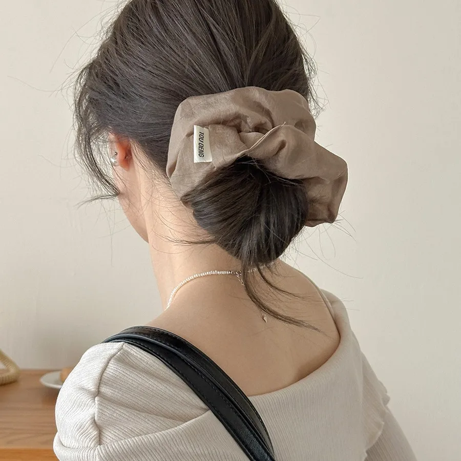 Scrunchie Hair Tie Large Soft Plush Fabric Sweet Simple Premium Elegant for Women Daily Use Black High Quality Comfortable