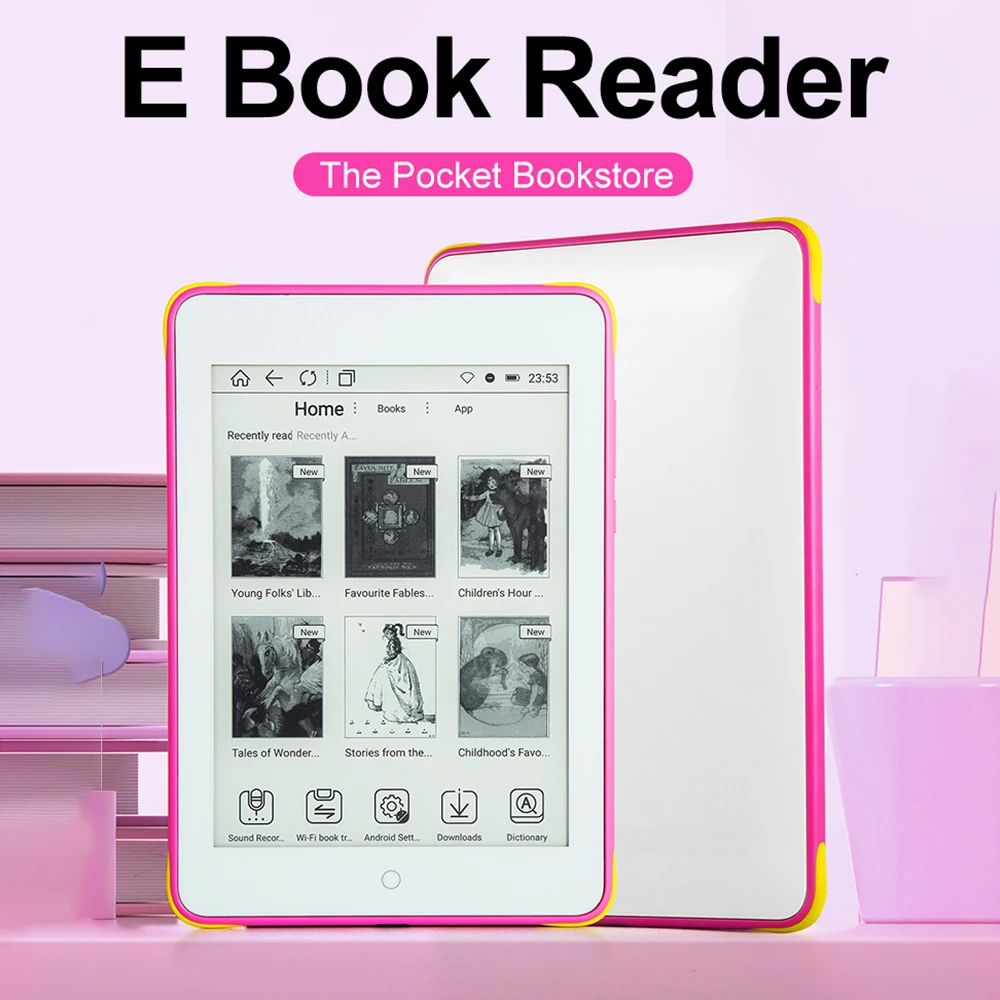 قارئ الكتب الإلكتروني مع شاشة صديقة للعين ، قرص Epaper للتعلم خارج المنهج ، فيديو صوتي PDF ، لون S62 ، 6 بوصة