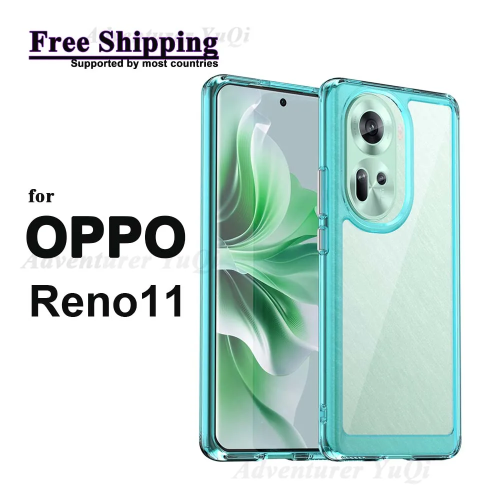 

Protective Case for OPPO Reno11 Reno 11 Shockproof TPU Frame Airbag Drop Protection PC Back Transparent Bumper Shell Cover Funda