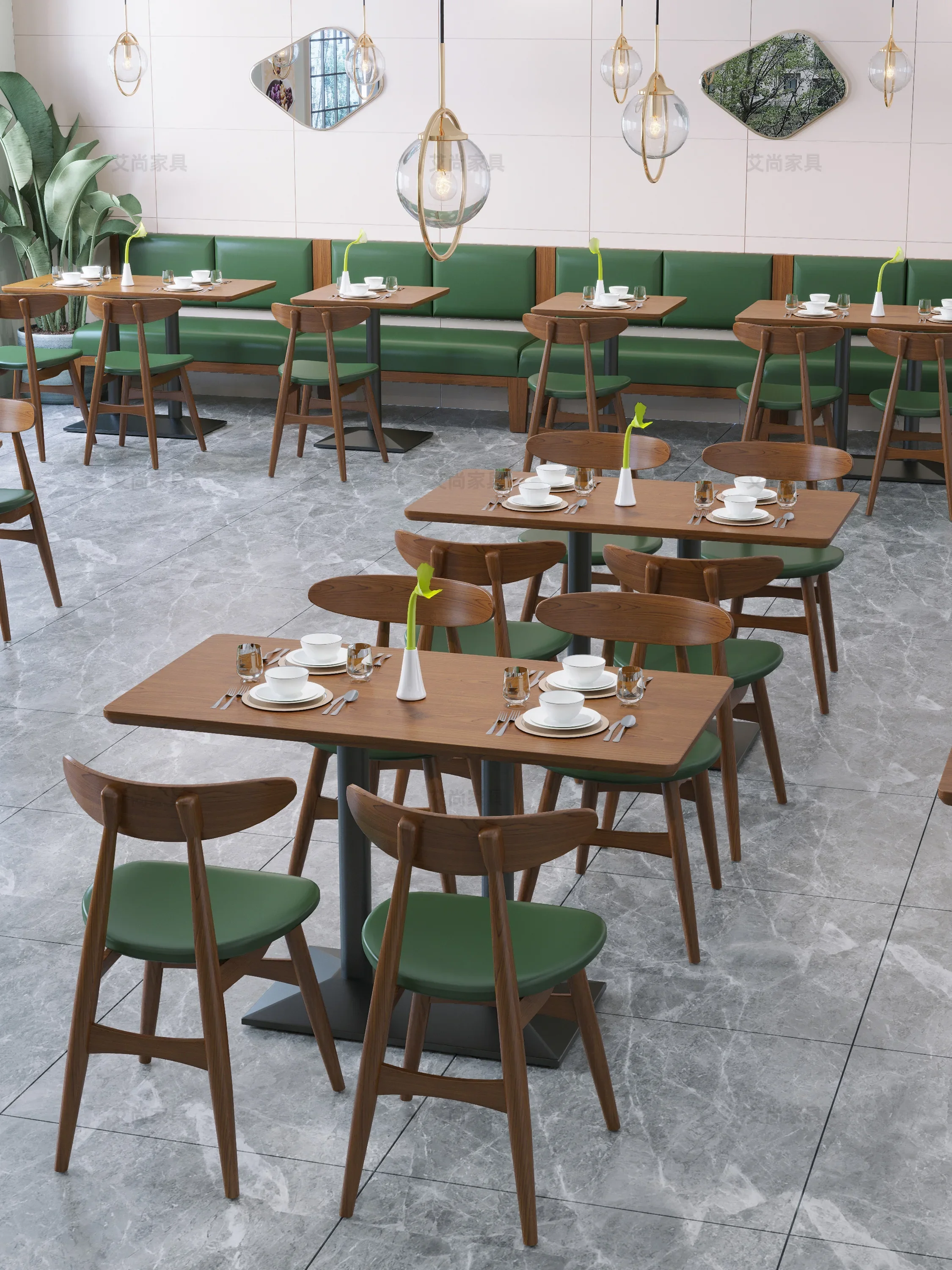 Solid Wood Cafe, Table And Chair Combination Tea, Western Restaurant, Noodle Shop, Canteen, Cuisine, Snacks, Catering Shop,