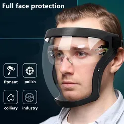 Full Face Shield Mask Transparent Head Eye Safety Protective Cover Glasses Screen Visors Dust WindProof Anti-Fog Kitchen Tools