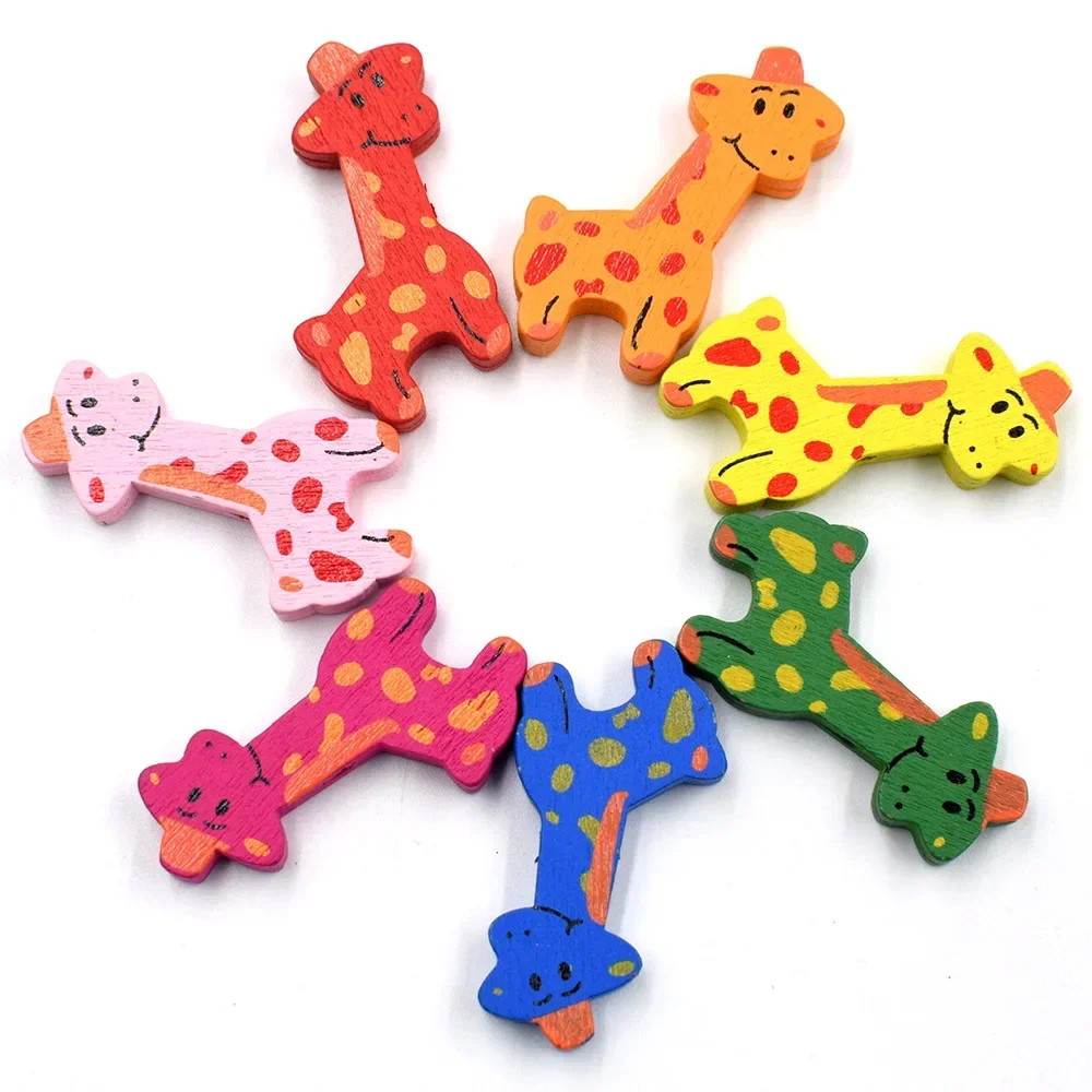 20pcs random mixed color Deer Shape Wood Buttons for Handwork Sewing DIY Clothing Crafts Accessories Gift Card Decor