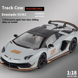 1:18 Lamborghini SVJ 63 Model Diecasts & Toy Car Metal Model Dźwięk i światło Samochód Zabawki Kolekcje na prezenty dla dzieci G95