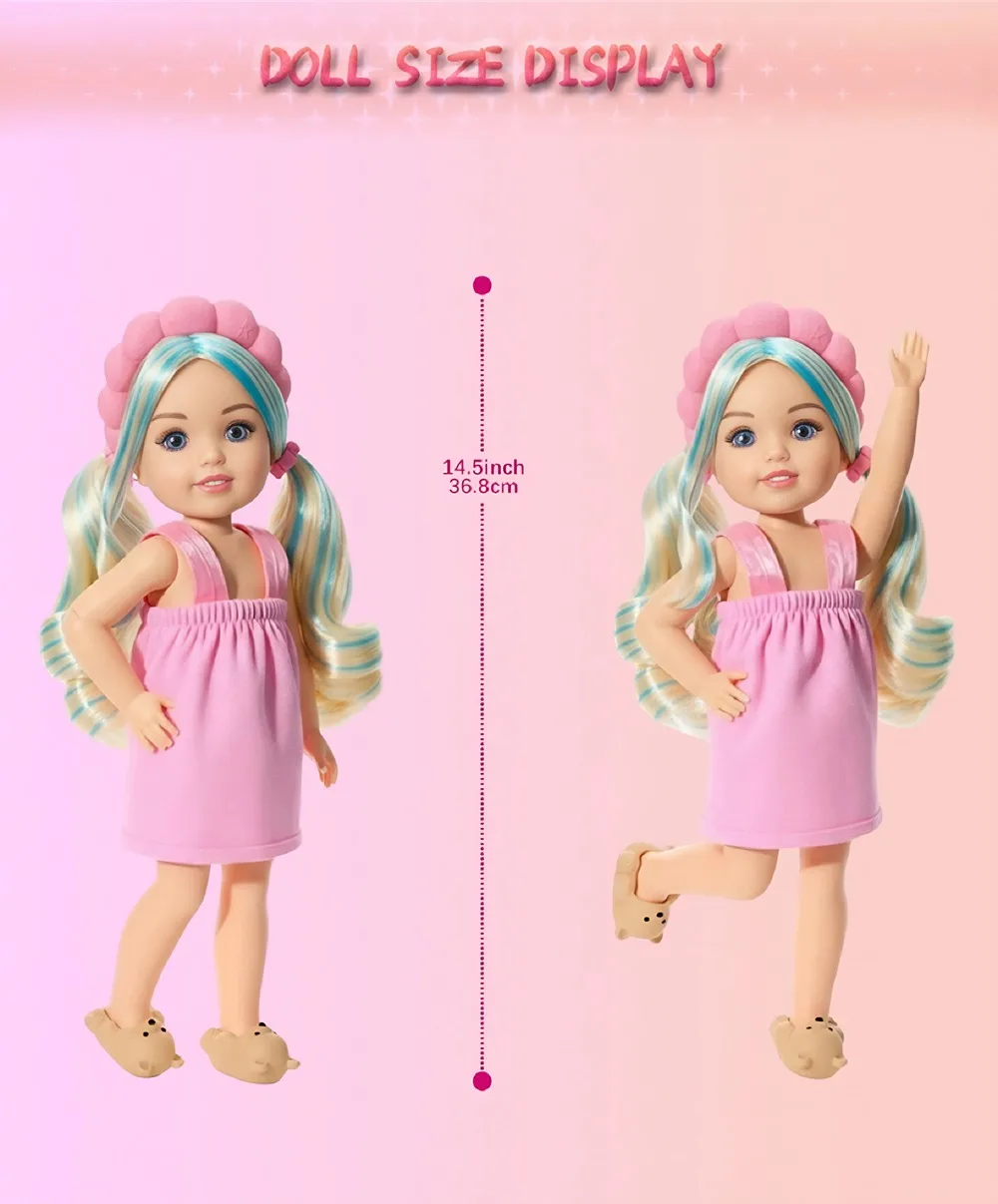 Juego de baño rosa para muñecas Wellie Wisher de 14,5 pulgadas y 32-34Cm Paola Reina, vestido informal para casa, juguete para niños