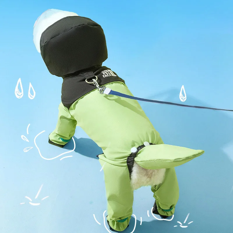 New Dog Raincoat Cute Cat Windproof Water All-Inclusive Hooded Rain Poncho Outdoor Poncho Small and Medium Dogs Pet Supplies