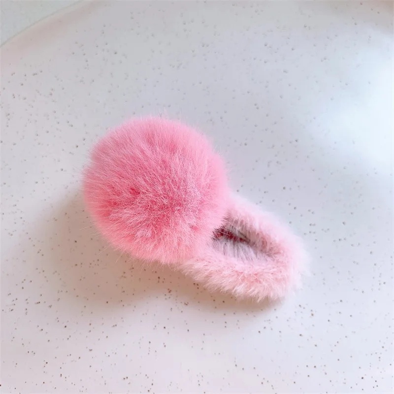 2024 Cute Furry Hair Clip For Kids Fluffy Ball Barrette Girls Plush Hairclip Baby Pompoms Hair Tie elastic hair rope headdress