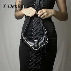 W stylu Gothic Rock torebka z nity punkowe Demo metalowe klamry iskrzy damska torba Crossbody