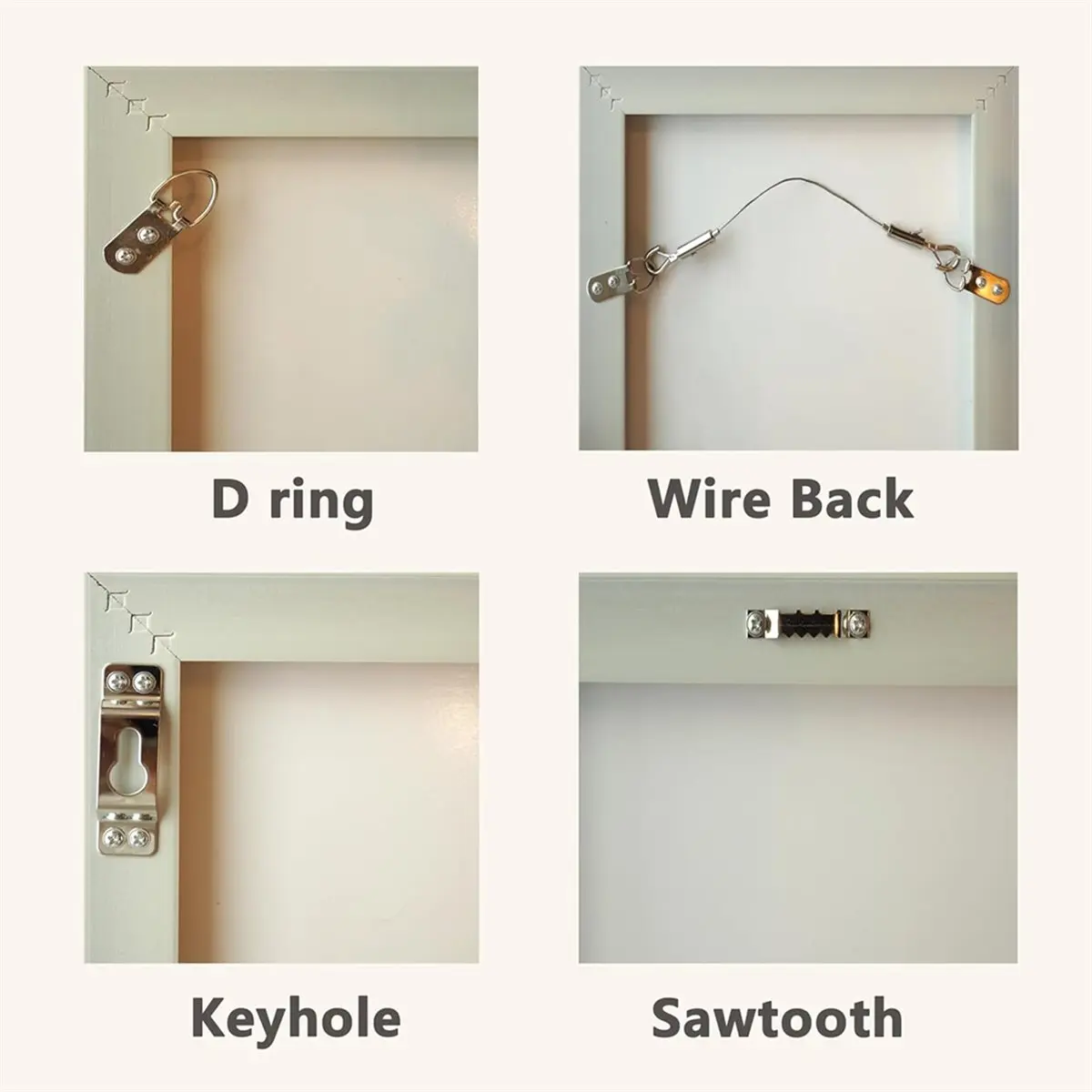 《TOP RATED》8 Universal Frame Hangers with 24 Removable Adhesive Strips (2 Per Hanger), Damage-Free Wall Mount for , D-Ring