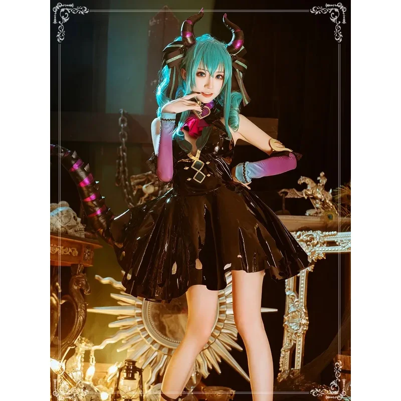 Cosplayed love little devil Miku cosplay costume black cute dress for women Halloween Christmas gift