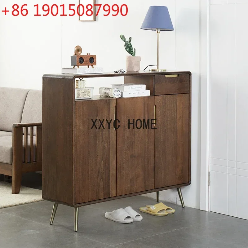 

Тумба для обуви LBX из массива дерева с тремя дверцами, в стиле индастриал, для прихожей, легкий люкс, для дома, для гостиной, стеллаж для хранения