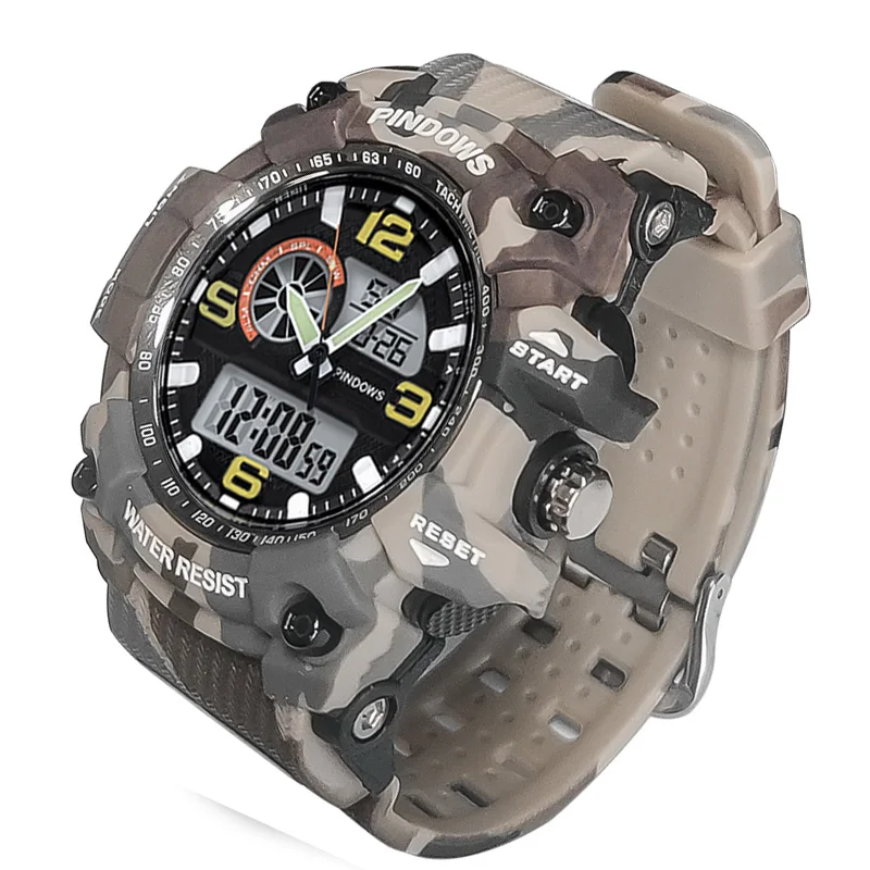 Submersible Military Digital Watch Men Dual Display Waterproof Electronic Hand Clock Student Camouflage Sport Wristwatch Male