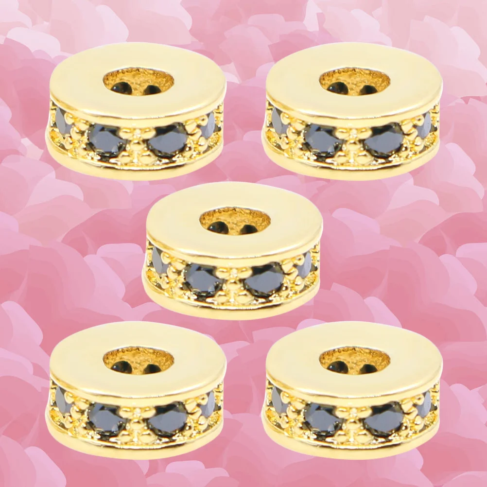 

5PCS Metal Zircon Spacer Bead Pendant Charm for Jewelry Making Craft DIY (Golden) DIY Pendant Beads Charm