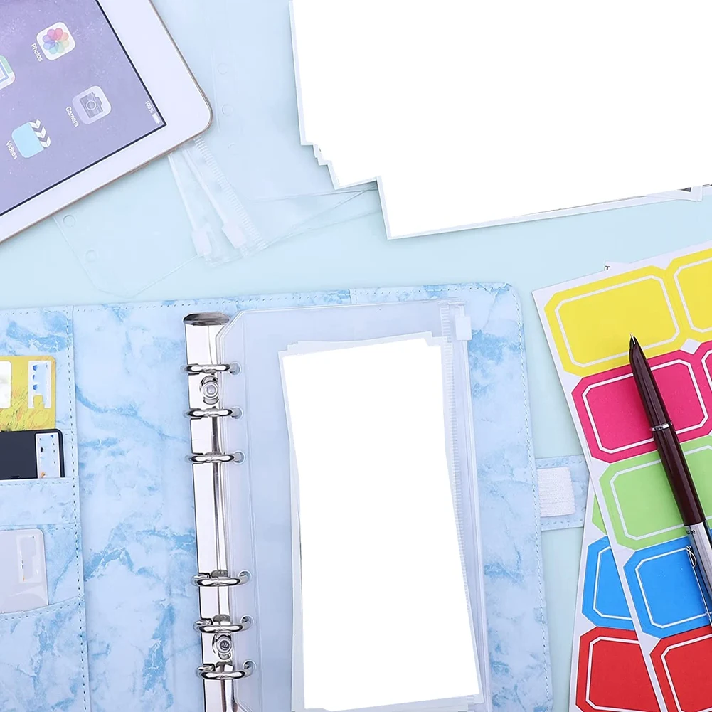 A6 PU Binder Cover with A6 Binder Pockets Loose Leaf Bags 6 Ring Budget Binder Cash Envelopes Money Saving System C