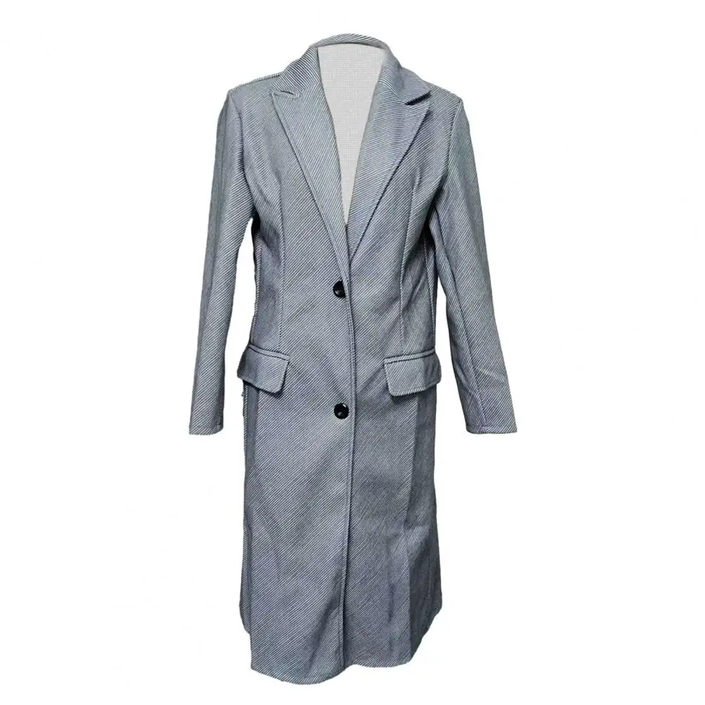 Women Coat Lapel Trench Coat Long Jacket Woolen Overcoat Slim Fit 2026 Lady Luxury Street Outerwear Mid Length Commuting
