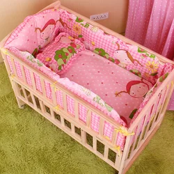 90x50cm 5Pcs/set Crib Fence Baby Bedding Set For Girl Boy Cartoon Animals Baby Bed Bumper Soft Baby Bed Bumper for Baby Bed