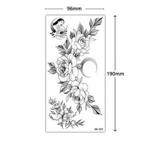 1/4 قطعة زهرة سوداء الوشم المؤقتة للنساء الرجال للماء واقعية الأزهار الوشم ملصقات لليد الذراع الجسم وهم الوشم أعلى 11 بيع الوشم الغابة السوداء المعنى - No4