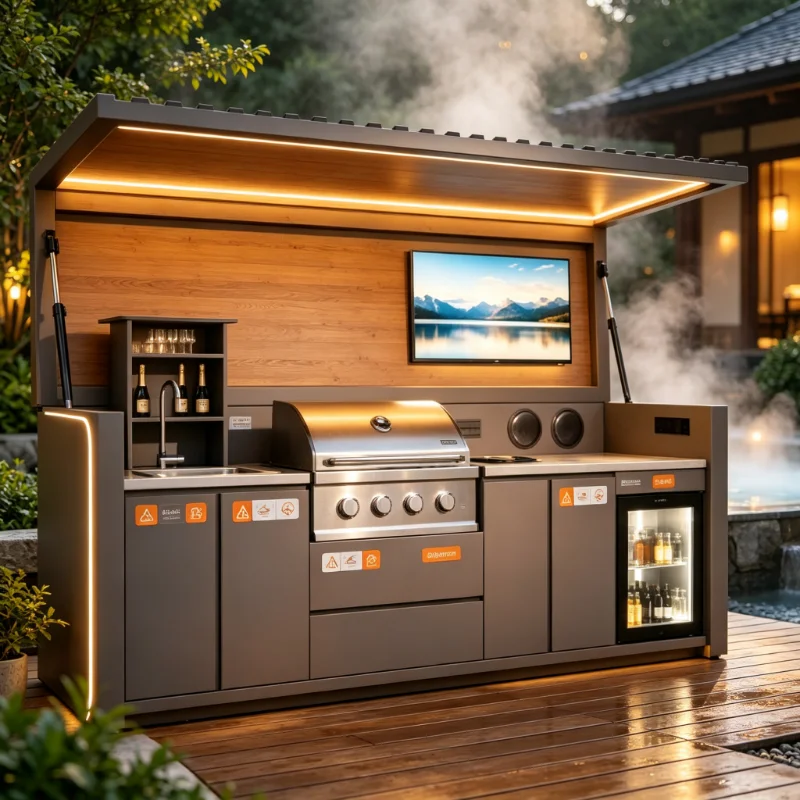 Bbq Island Outdoor Kitchen Custom Portable Outdoor Kitchen Module BBQ Kitchen Set for All Weather Outdoor Cooking Station