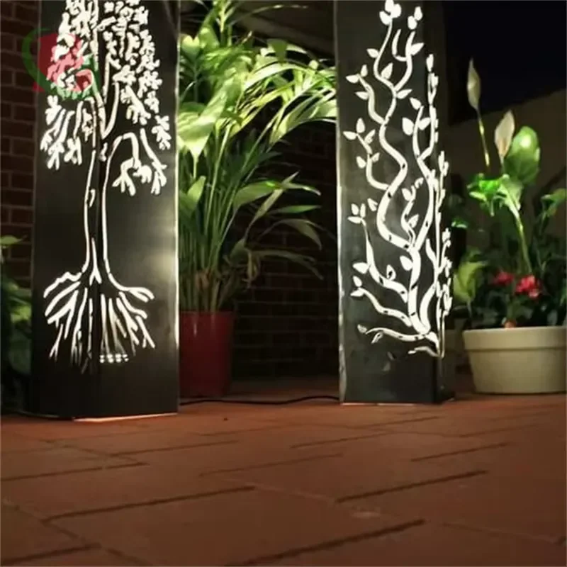 Creative Outdoor Garden Bollard Light Metal Corten Steel