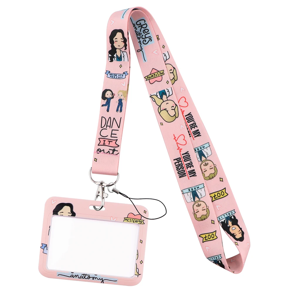 JF1410 Grey\'s Anatomy Doctor Nurse Lanyard ID Badge Holder Key Neck Strap Lanyards ID Badge Card Holder Keychain Cellphone Strap