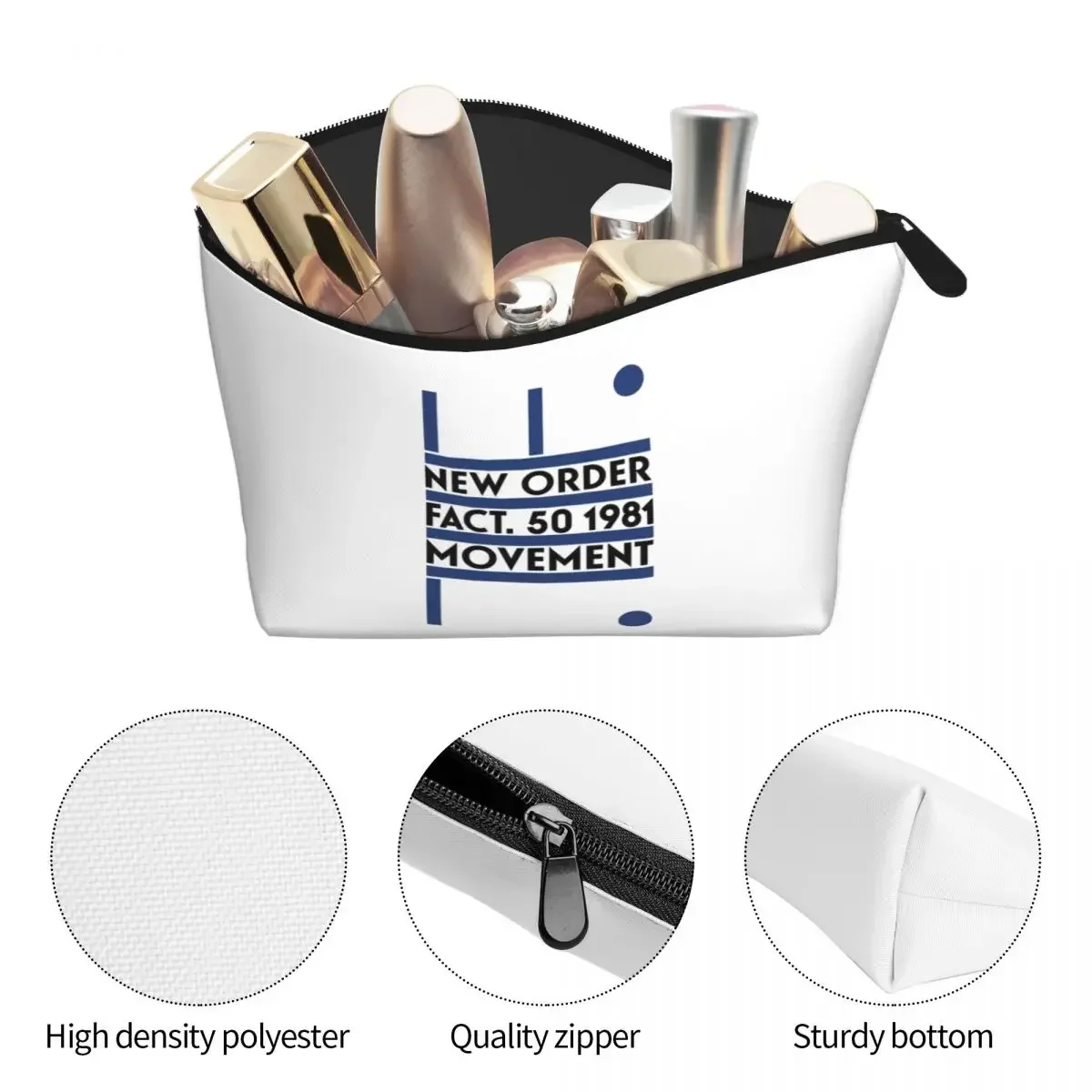 New Order Movement Women Cosmetic Bag Travel Makeup Organizer Pouch Toiletry Storage Dopp Kit Box