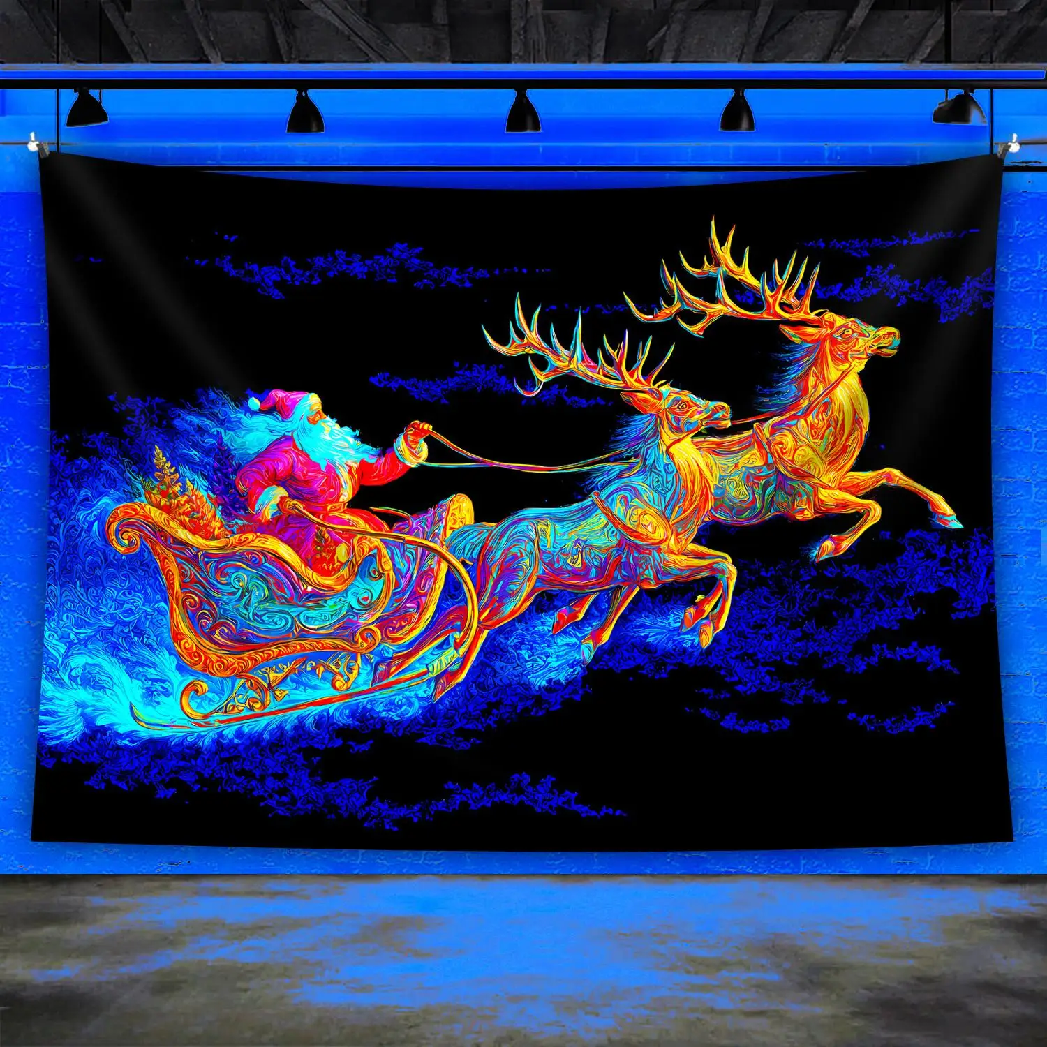 VIKAMA Christmas Miracle Tapisserie Rentierschlitten Wohnzimmer Urlaubsdekoration Kinderzimmer Weihnachtsthema Raumdekoration