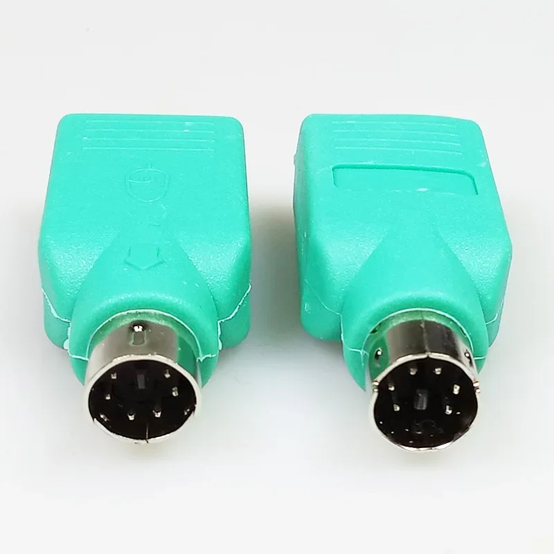 10pcs USB Female Jack to 6Pins DIN PS2 Male Plug Cable Adapter Cyan Color for Computer Mouse Keyboard Connector Converter DIY