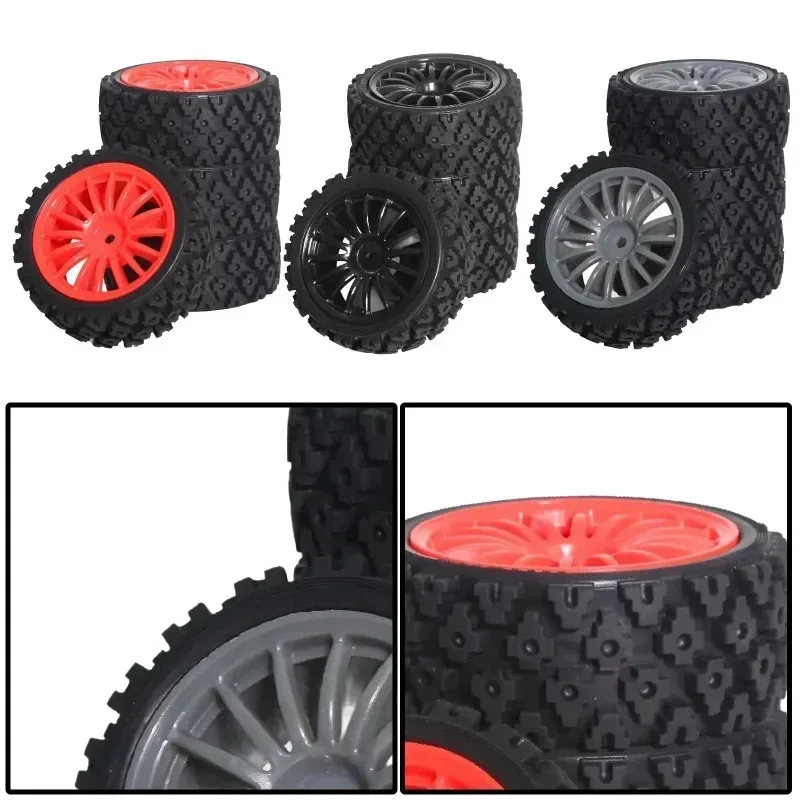 4x Wheel Rim Tire Wear Resist 1/10 RC Upgrade 1/10 RC Rally Car for XV01 XV02 Parts Model Buggy Accessories RC Hobby Car