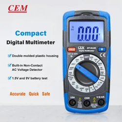 CEM Compact Digital Multimeter Auto Range Multi Continuity Tester 600V 10A Built-in Non-Contact AC Voltage Detector