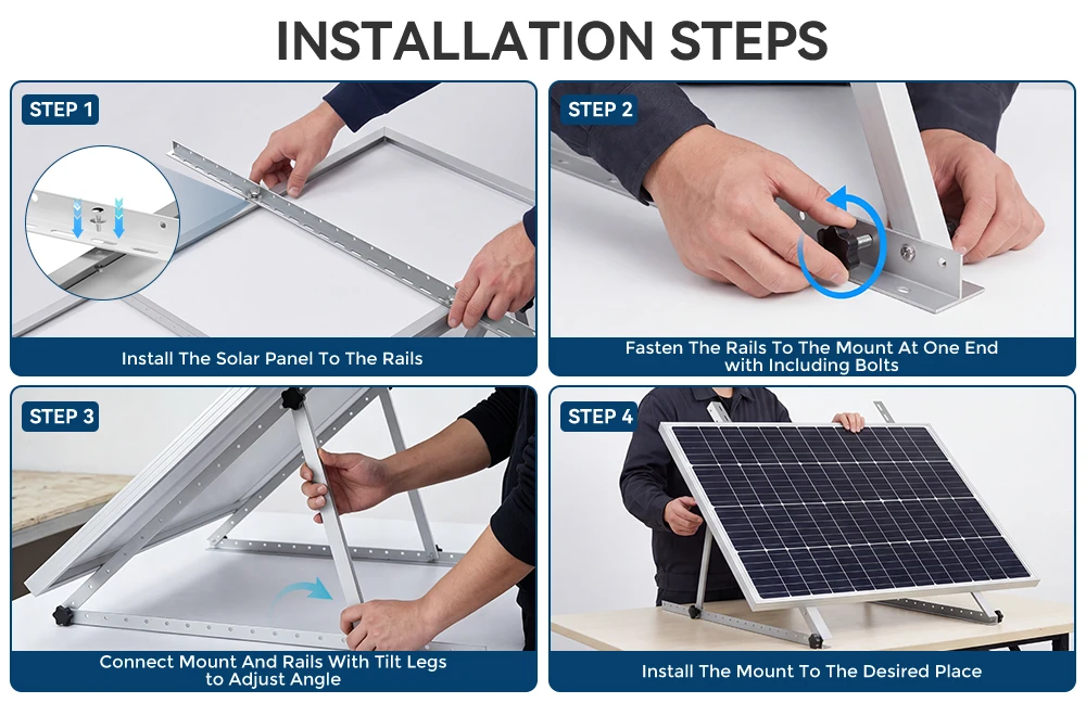 RVPOZWER 45 Zoll Verstellbare Solarmodul-Neigungshalterungen 1/2/4 Sets Faltbare Neigungsstützen Schwerlast-Stützrahmen für Netzunabhängige Stromsysteme Dachinstallation für Wohnmobile, Anhänger, Boote, PV-Panel-Montage – Detail 5