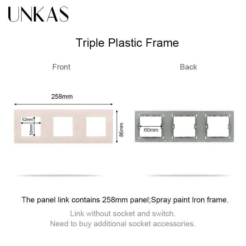 UNKAS interruptor de pared de Panel de plástico dorado, enchufe francés tipo C, Cargador USB, módulos de luz de pie de satélite de la UE, PC DIY