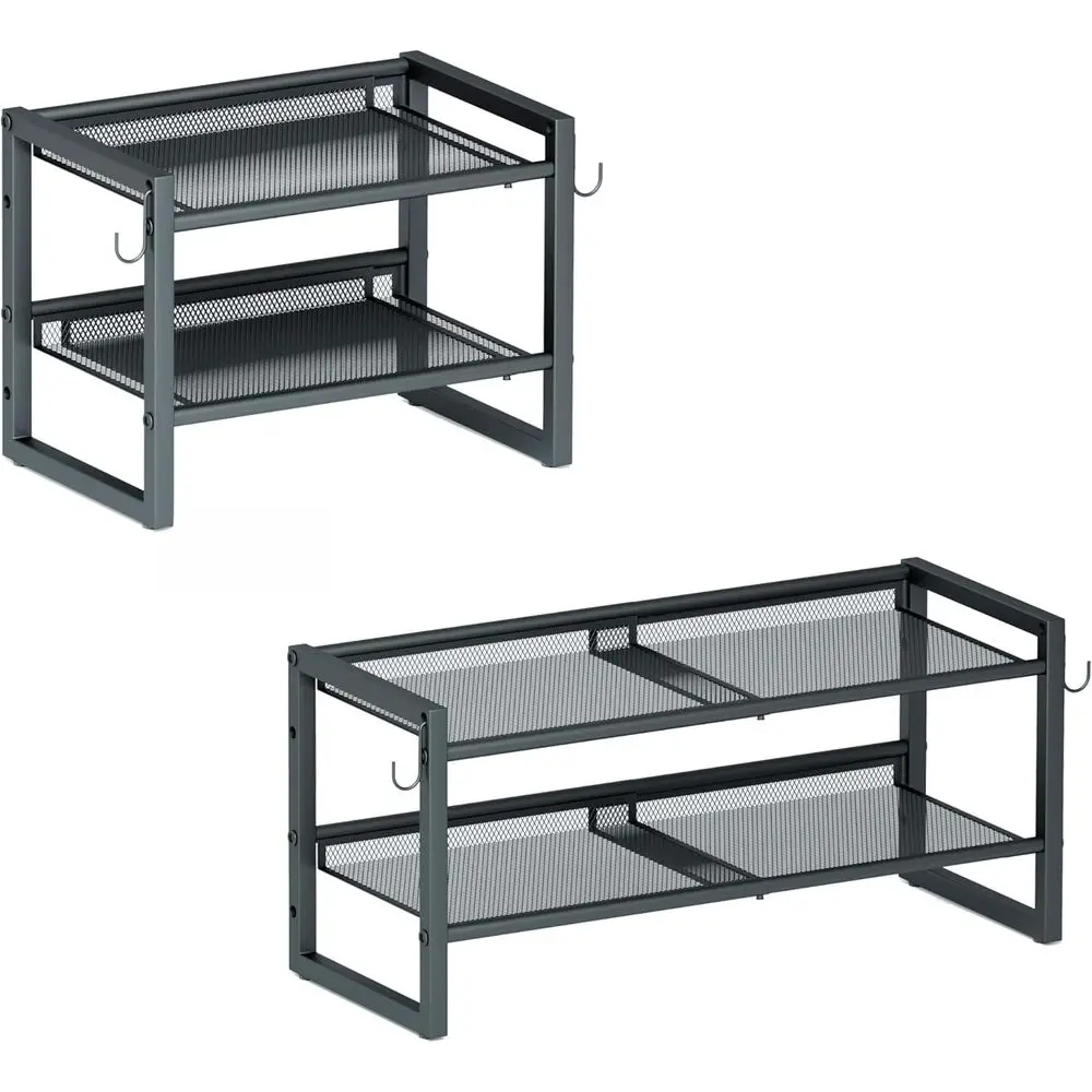 

Expandable Shoe Rack, Heavy-Duty Metal Adjustable Shoe Organizer with & lat Shelves, reestanding Shoe Storage Shel with W