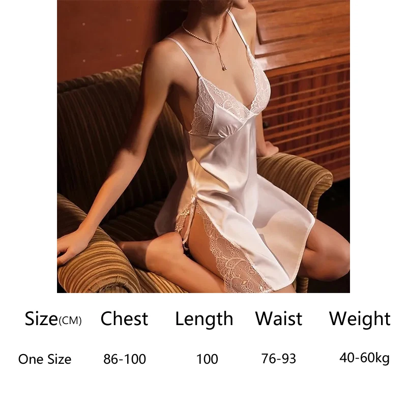 Sexy Women Nightgown Sleeveless  Low Neck Sleepwear Female Solid Nighwear Dress Homewear Nightwear Loungerwear