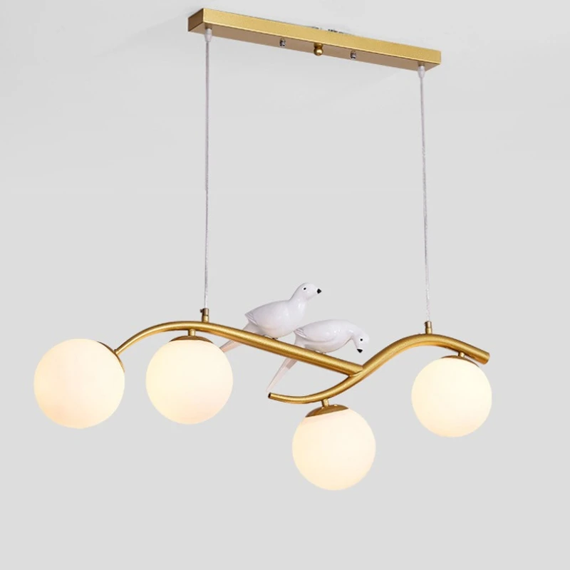 

Nordic Creative Bird Glass Ball Pendant, Four Headed E27 for Dining Room, Living Room, Bar, Balcony Decor Lighting Fixtures