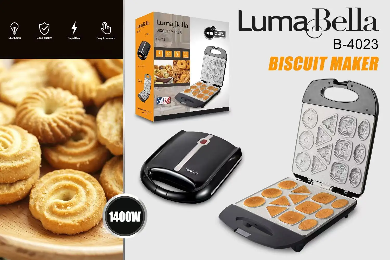 Popular Biscuit Making Adjustable Electric Barbecue Machine Function Sandwich waffle maker Easy to clean Home Non stick