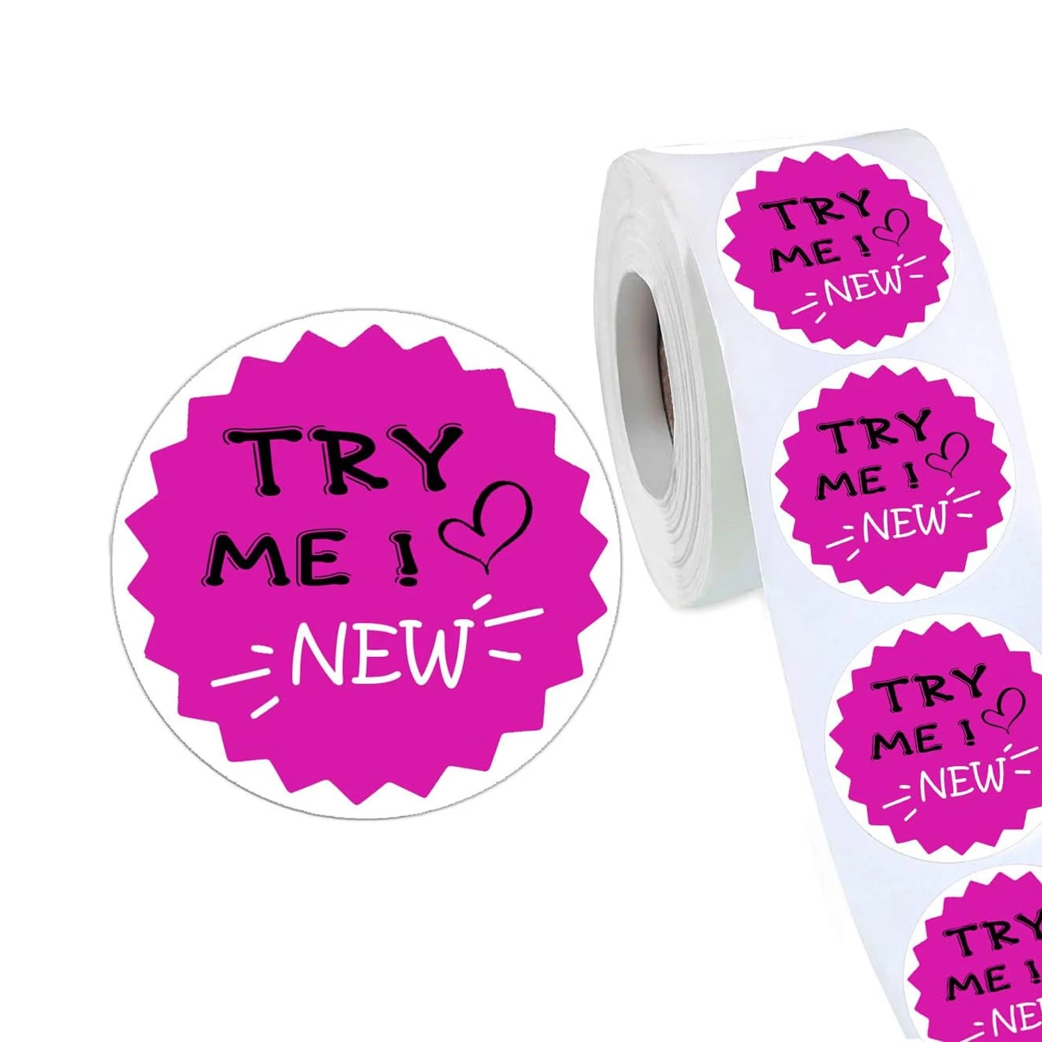 Try Me Stickers,Round New Try Me Grocery Store Food Labels 500/Roll Pink 2 inch