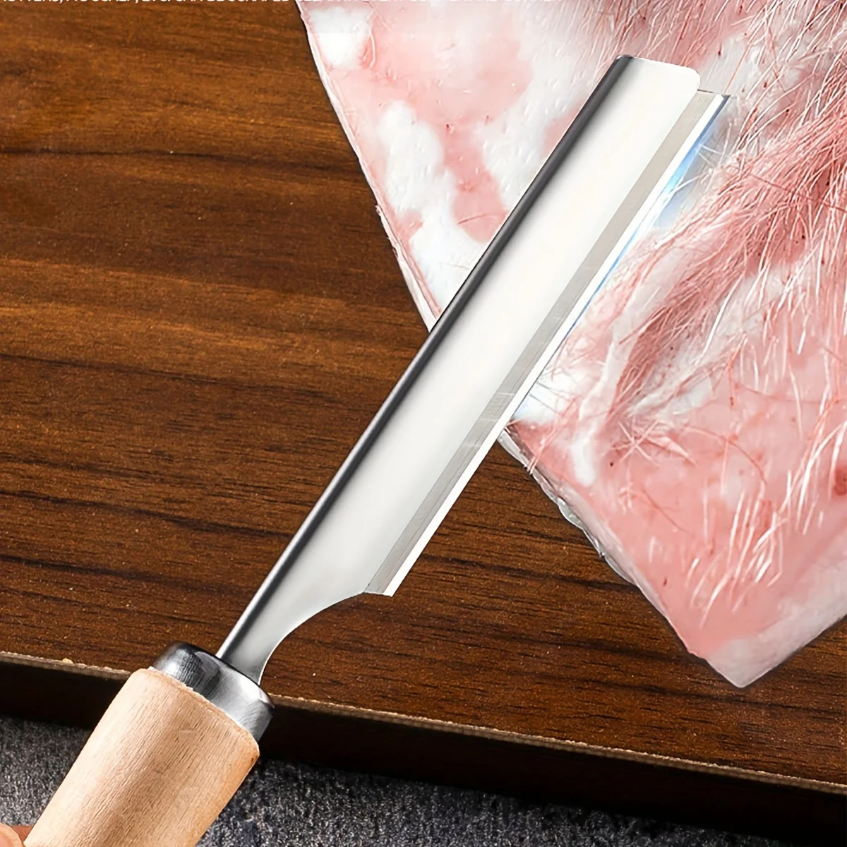 1pc Pork Hair Scraper Remover Tool Stainless Steel Pig Hair Remover Wood Handle Manual Pig Hair Razor for Slaughter Factory Farm
