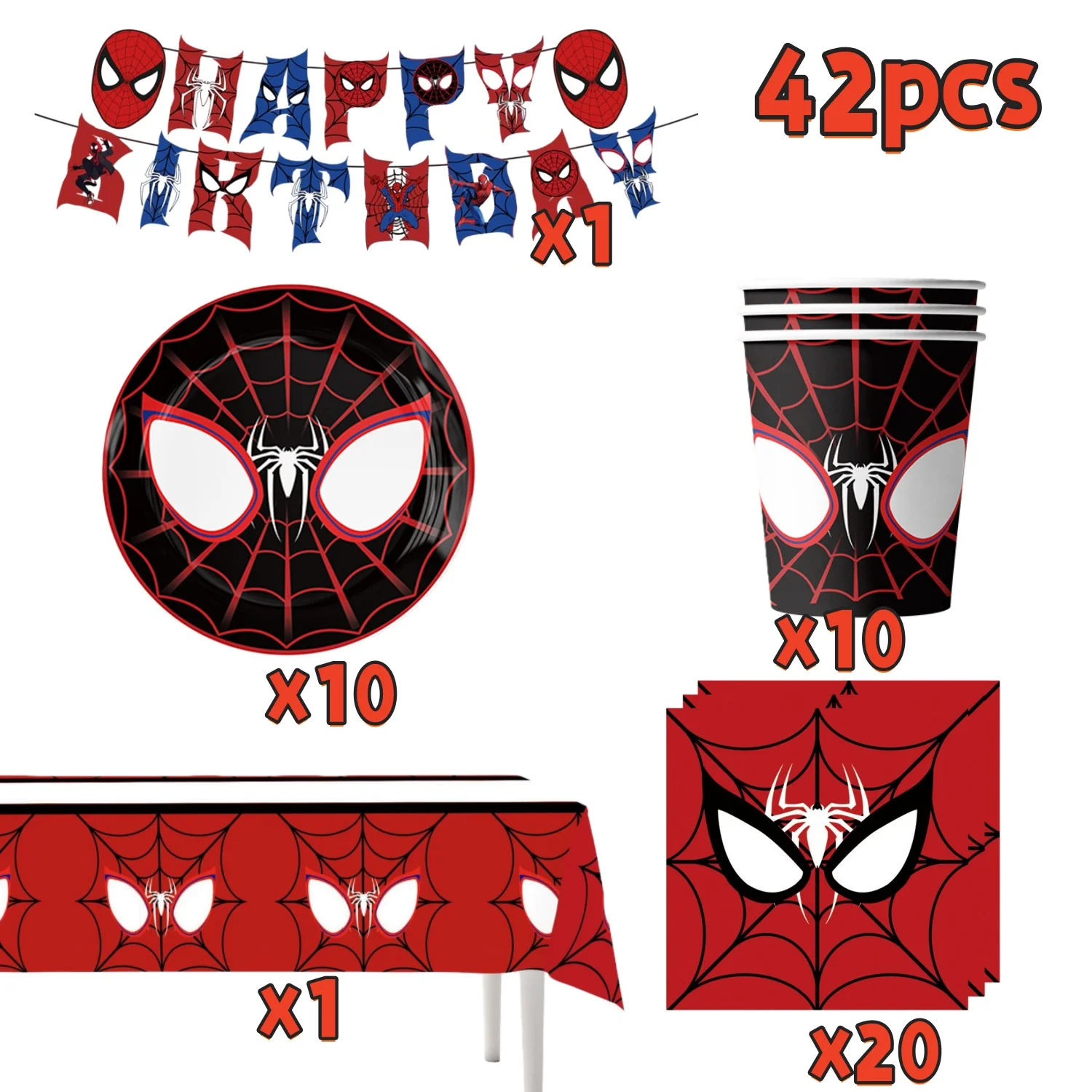 Masker Spider Hero Verjaardagsfeestje Benodigdheden Servies Kit Borden Beker Tafelkleed Achtergrond Ballonnen Kinderfeestdecoratie Gunsten