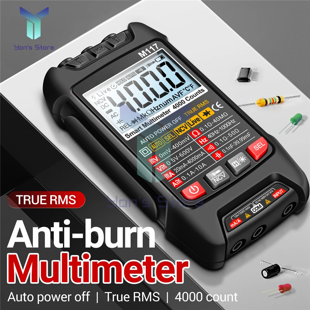 ANENG M117 Multimeter Digital Multimeter AC/DC Voltage Current Meter with NCV Data Hold 4000 Counts Professional Multitester